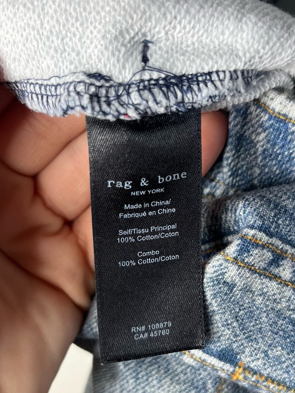 Rag & Bone Miramar Denim Printed Raw Hem Wide Leg French Terry Sweat Pants - Picture 11 of 11
